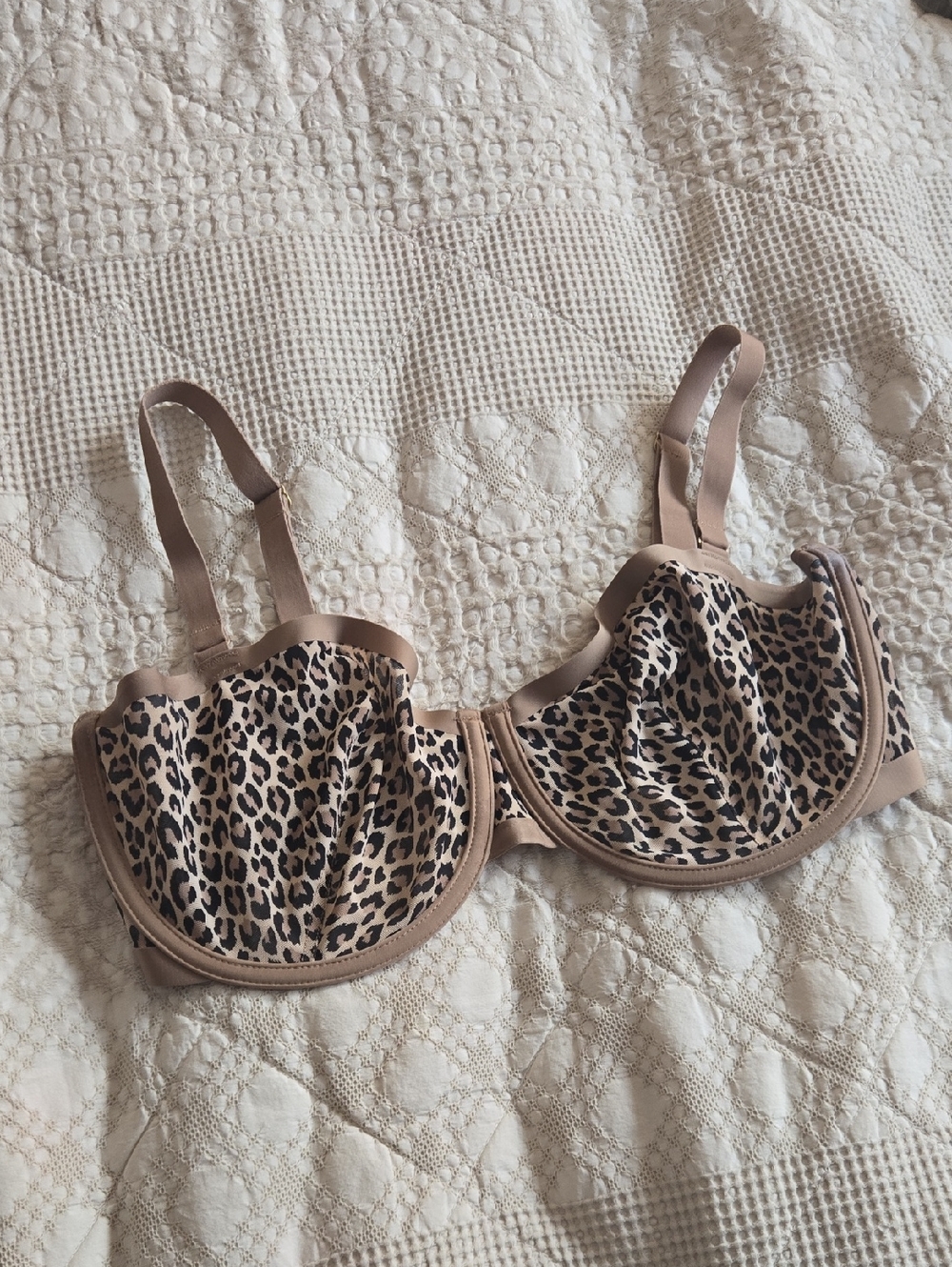 CUUP Leopard-Print Underwire Bra The Balconette size 36F Animal Prnt Classic